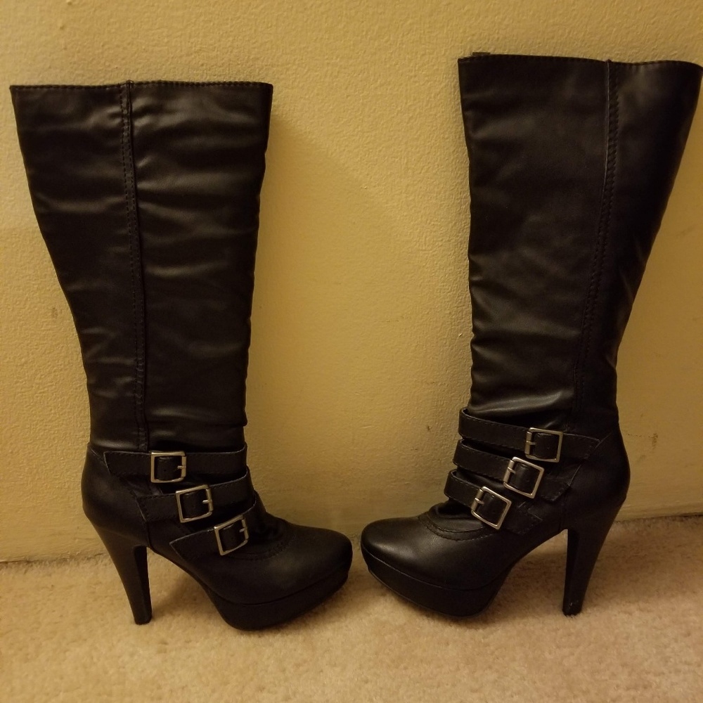 Black leather boots